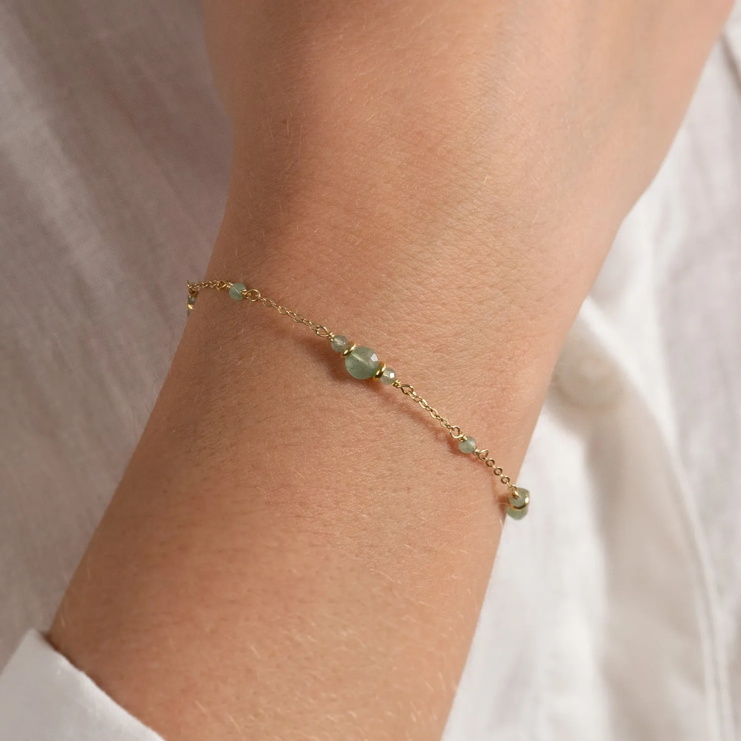 Sisi Copenhagen Cordelia Green Aventurine armbånd forgyldt