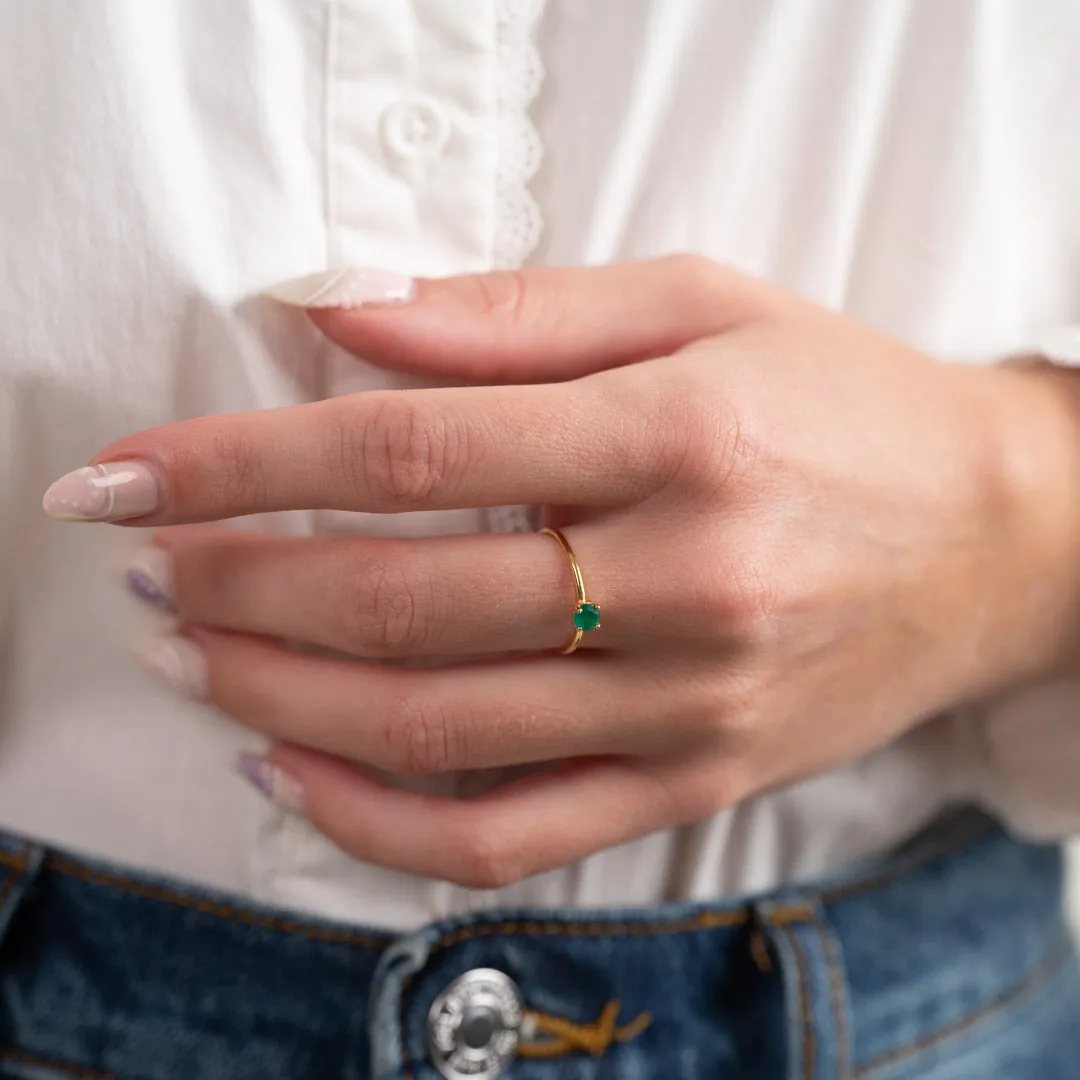 Sisi Copenhagen Gemma ring forgyldt grøn agat 4 mm