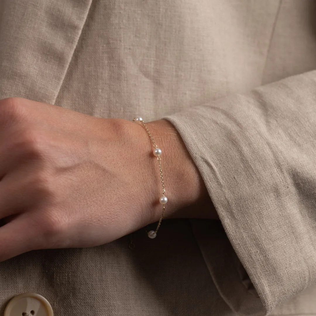 Sisi Copenhagen Erica armbånd massivt guld perler 16-20 cm