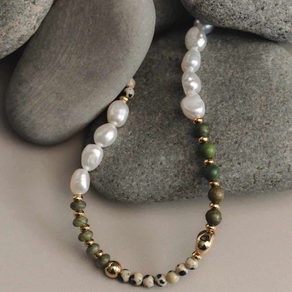 Orelia Mixed Semi-Precious Pearl halskæde forgyldt