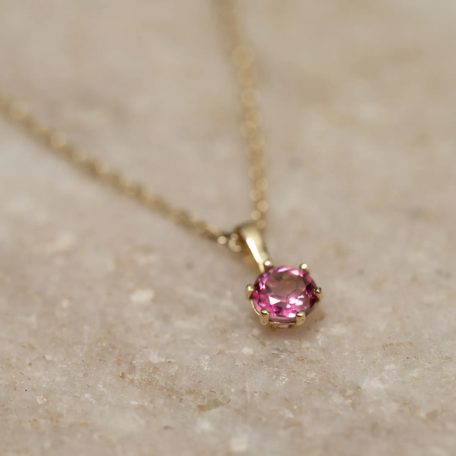 Sisi Copenhagen Soley Pink Topaz vedhæng massivt guld