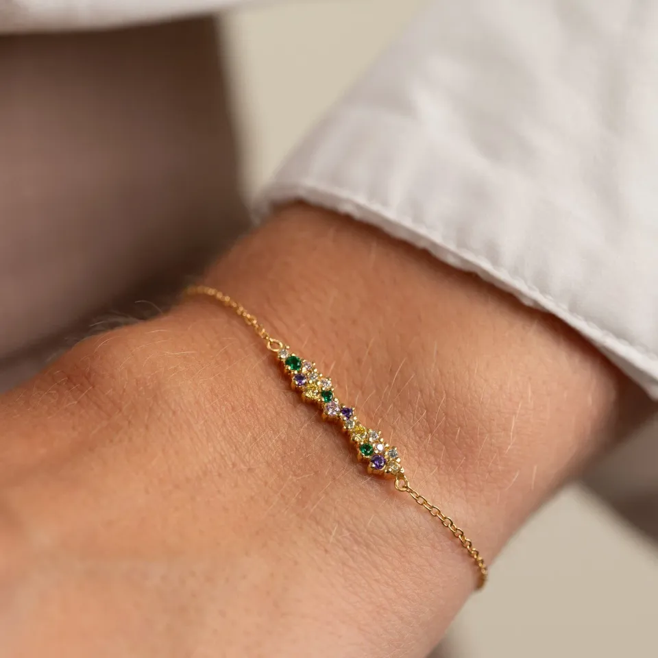 Sisi Copenhagen Clair Rainbow armbånd forgyldt farvet