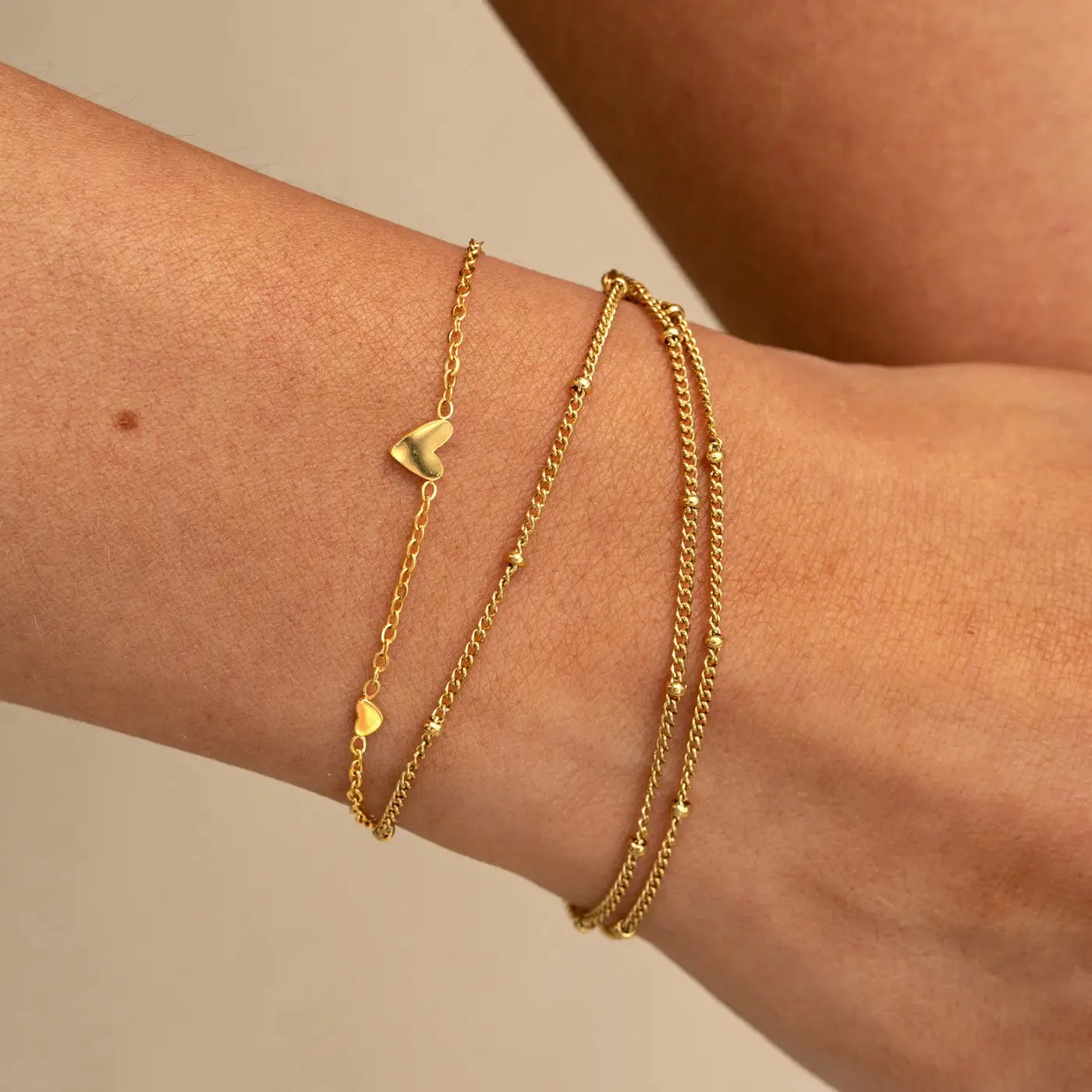 Timi of Sweden Sarah 3 hjerter armbånd guld vandtæt