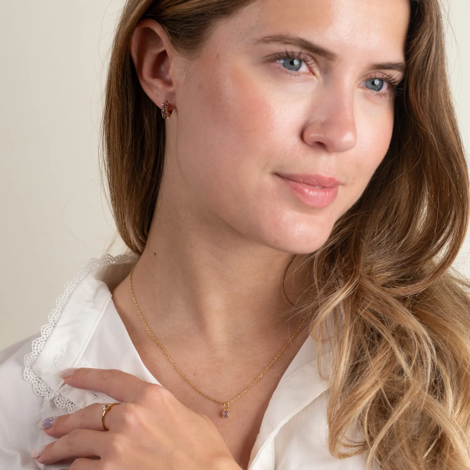 Sisi Copenhagen Gemma Purple Amethyst ring forgyldt lilla