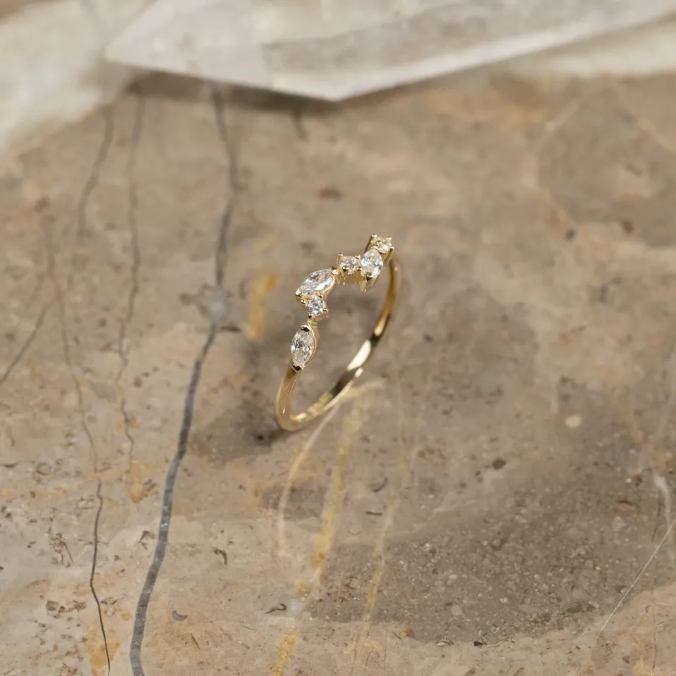 Sisi Copenhagen Catalina Crystal solid gold ring klar zirkon