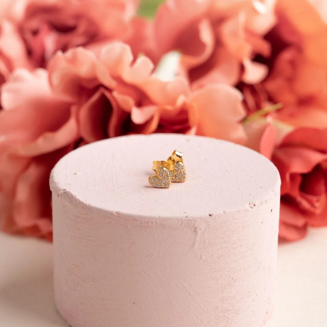 Sisi Copenhagen Esme crystal stud øreringe hjerter forgyldt par