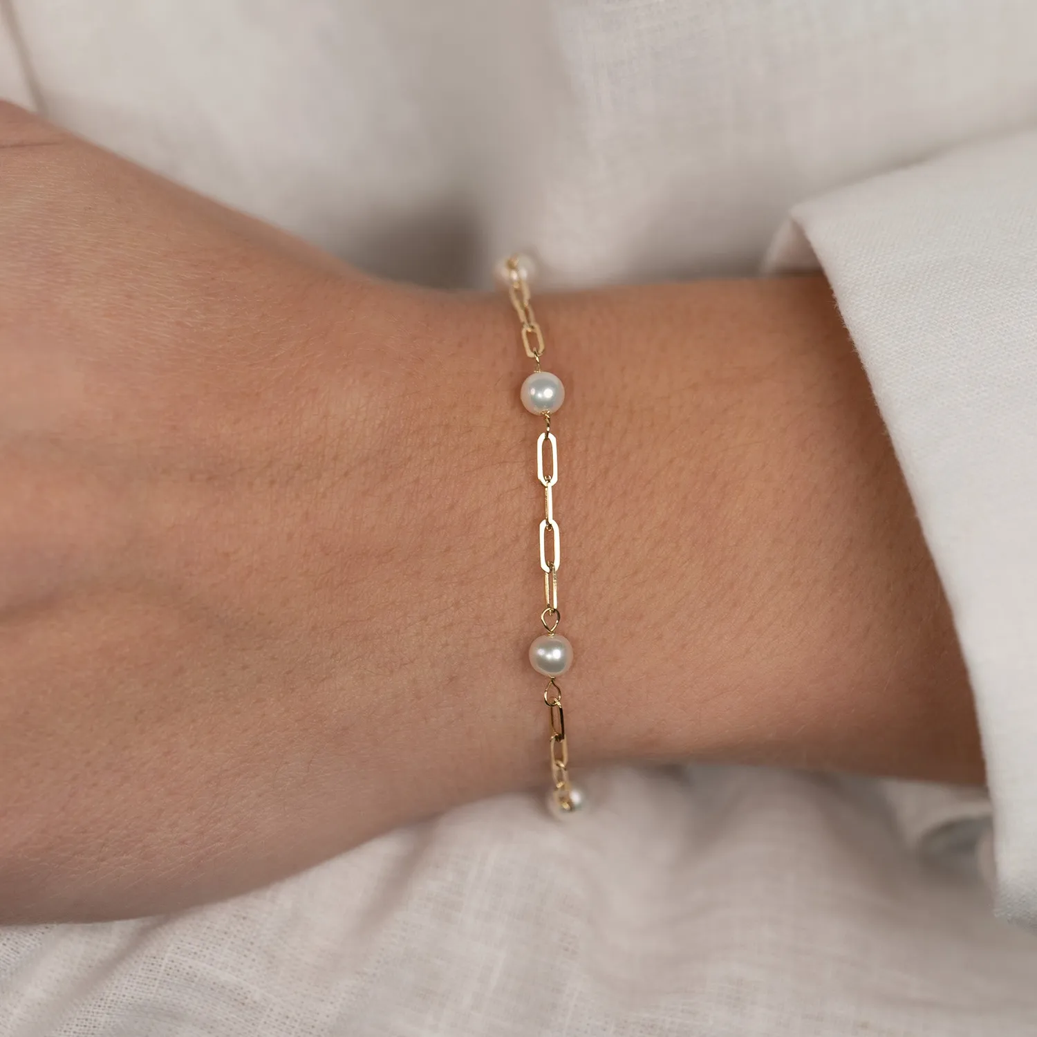 Sisi Copenhagen Alma Pearl armbånd massivt guld perler