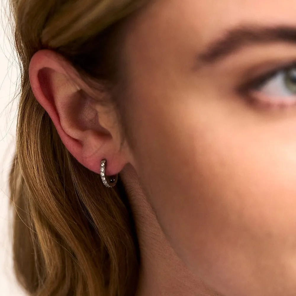 Orelia LUXE Pavé Huggie Hoop øreringe sølv med krystal