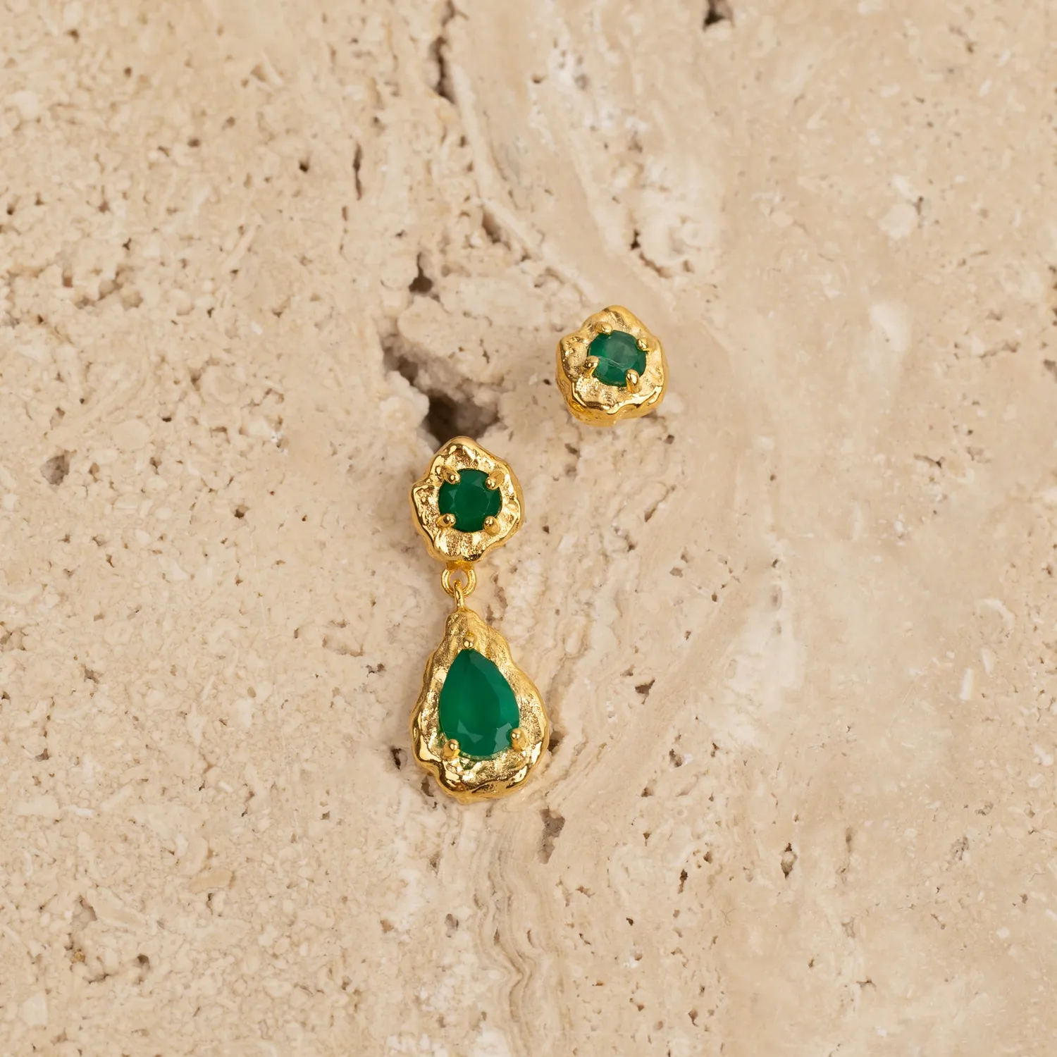 Sisi Copenhagen Emilia Green Agate drop øreringe grøn agat