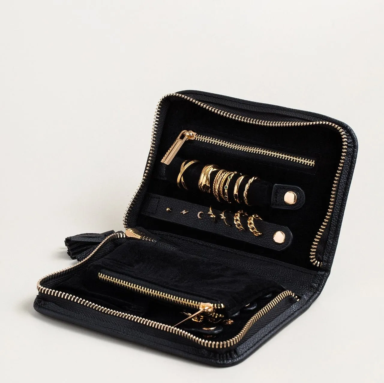 Orelia Black Jewellery Travel smykkeæske sort lynlås