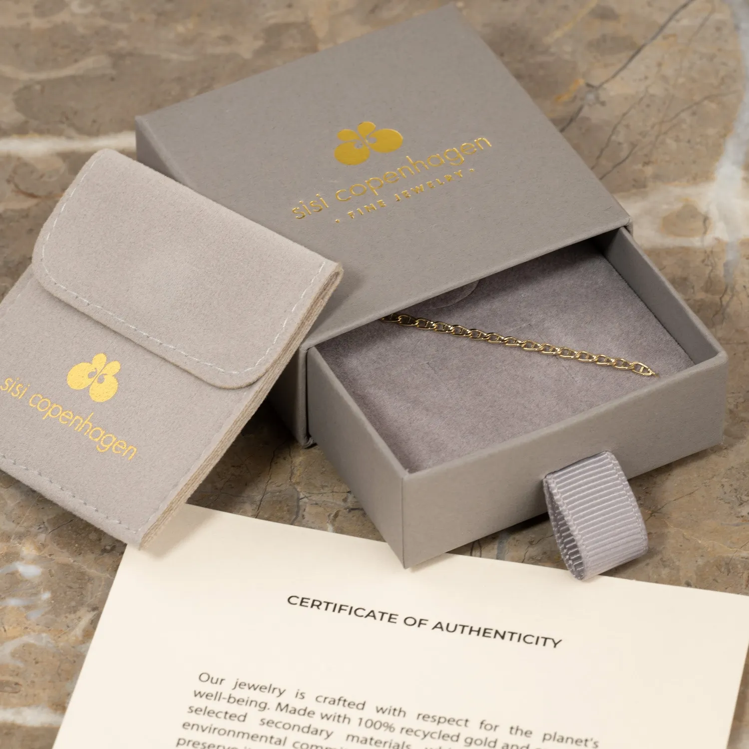 Sisi Copenhagen Auda armbånd massiv 9 kt guld 16+3 cm