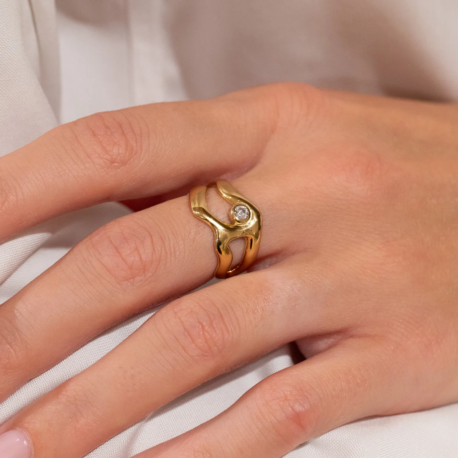 Sisi Copenhagen Astra Crystal ring forgyldt med zirkon