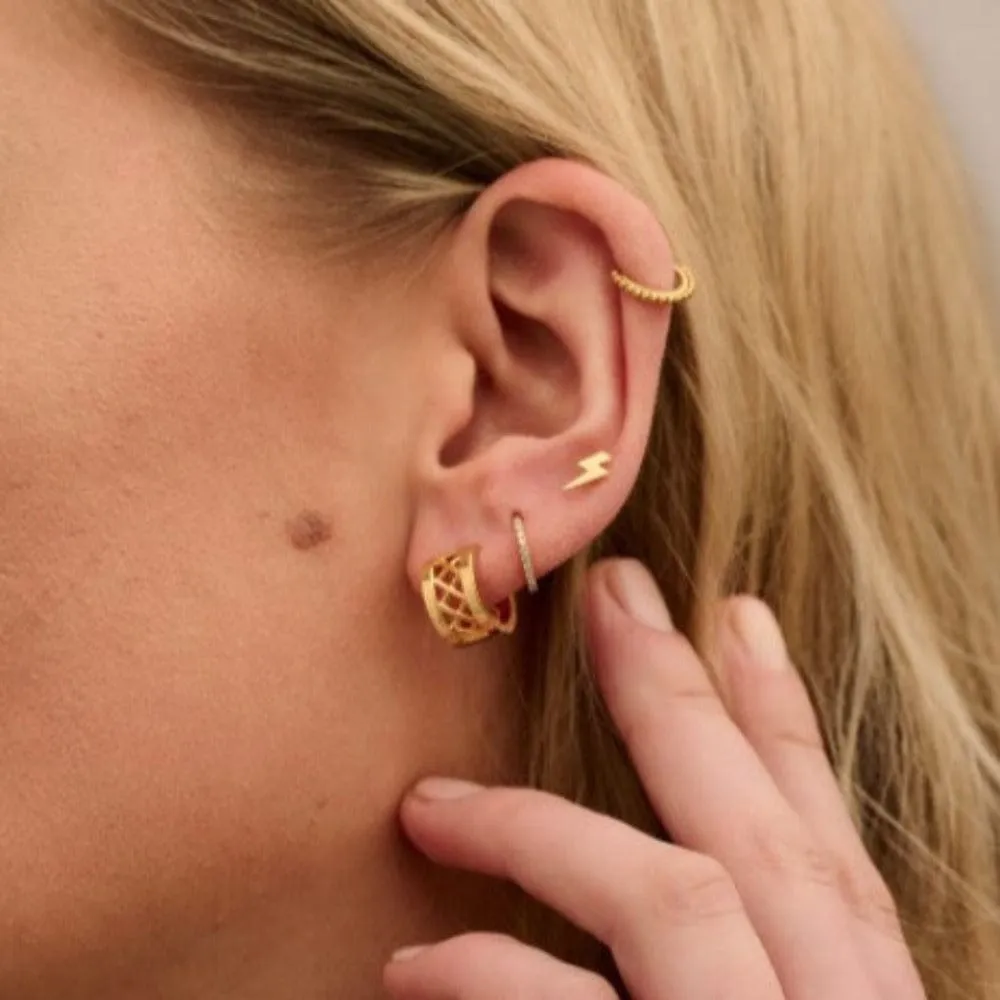 Orelia Beaded Clicker Hoop 8mm piercing guld