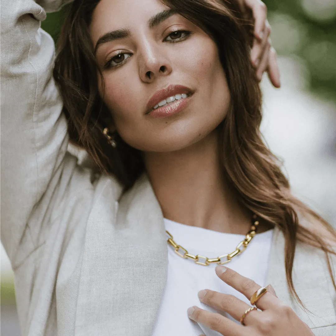 Orelia LUXE Rectangle Link T-Bar halskæde guld chunky