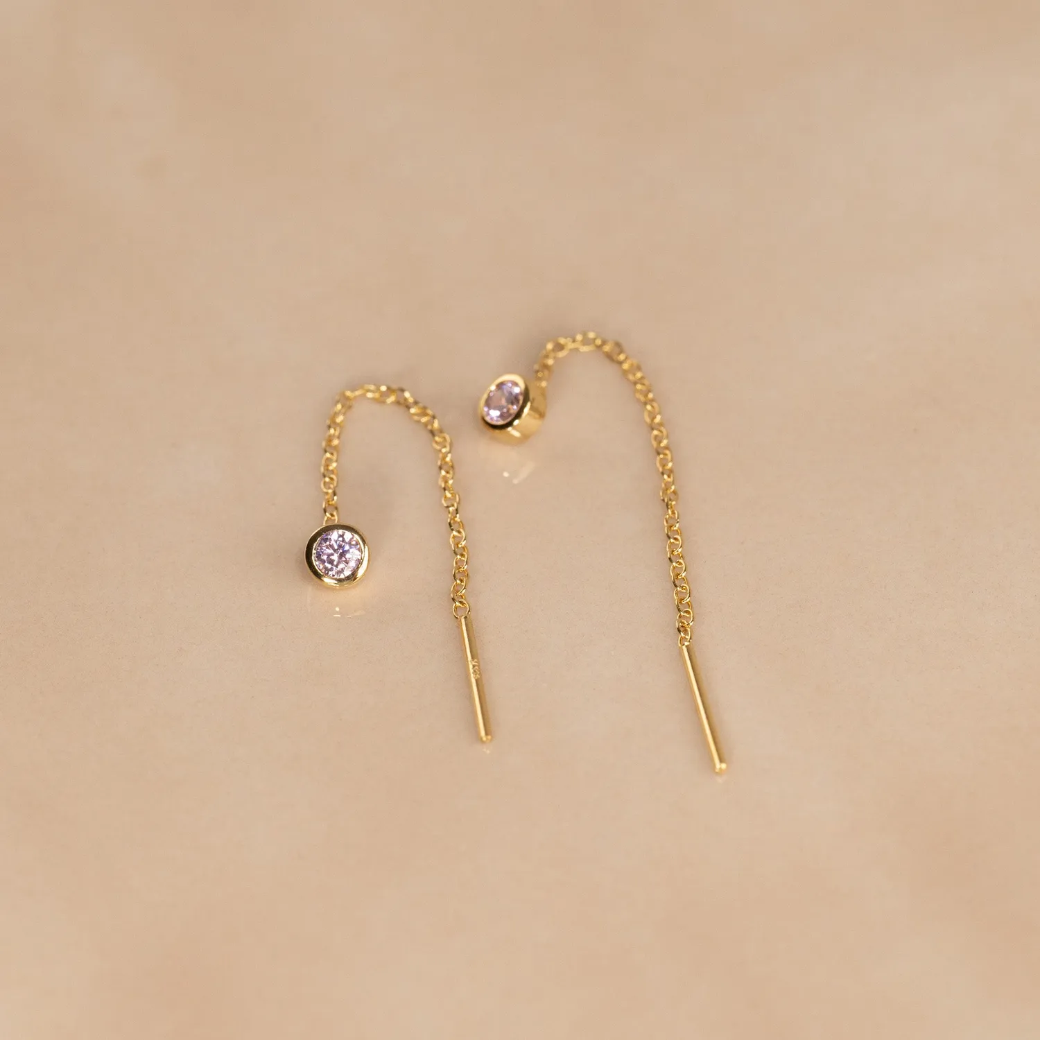 Sisi Copenhagen Amanda Pink Golden kædeøreringe zirkon