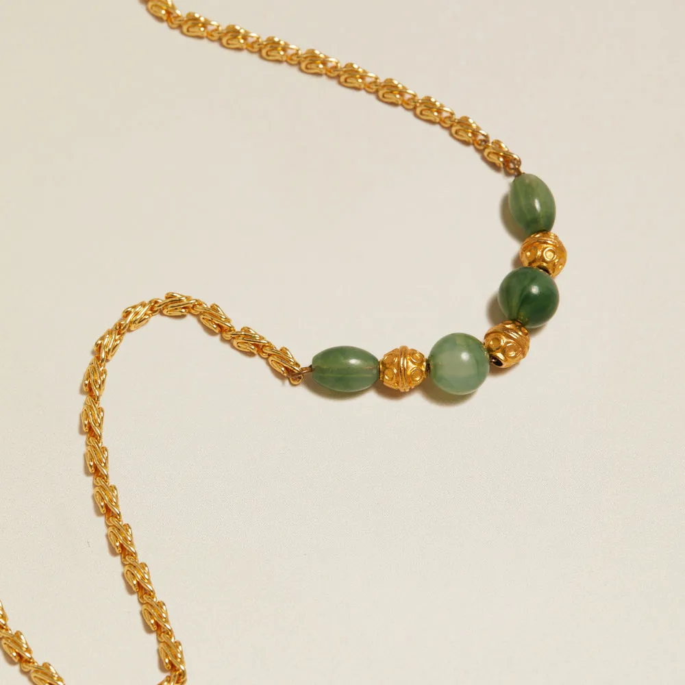Orelia Vintage Green Bead Chain halskæde grønne perler guld