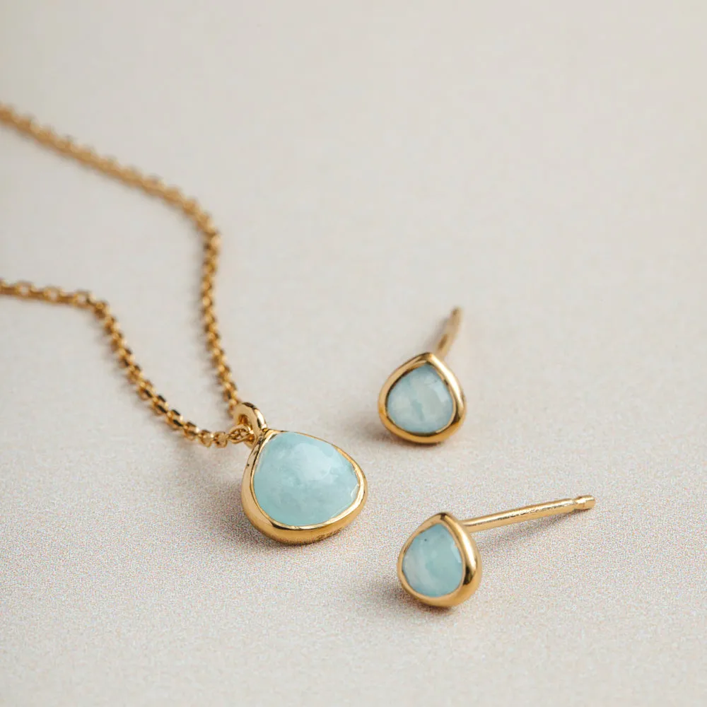 Orelia LUXE Amazonite stud øreringe guld med ædelsten