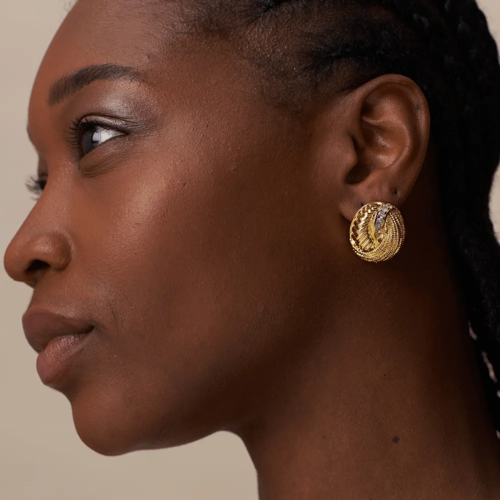 Orelia Crystal Woven Statement Stud øreringe guld
