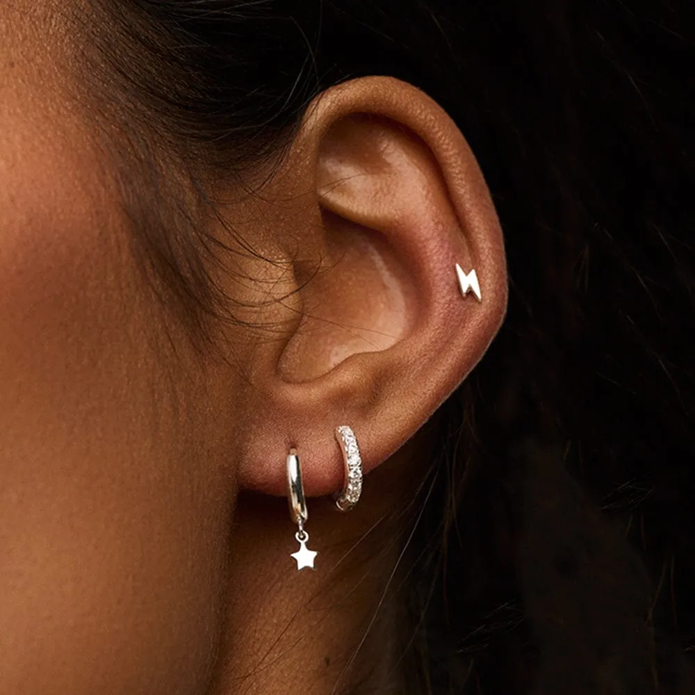 Orelia Lightning Star ear stacking øreringe sølv 3 stk