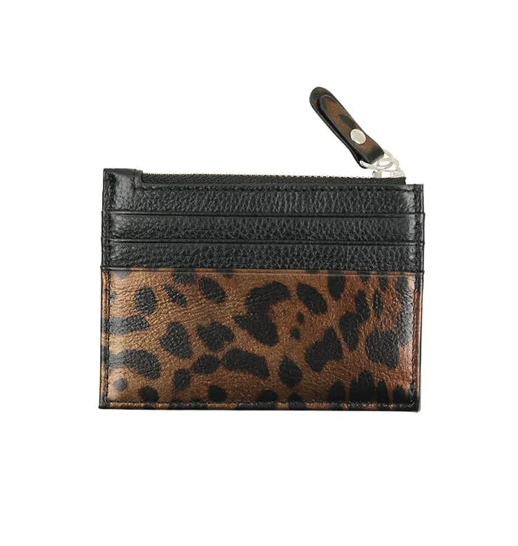 Wos Laney kortholder i læder sort leopard 11 cm