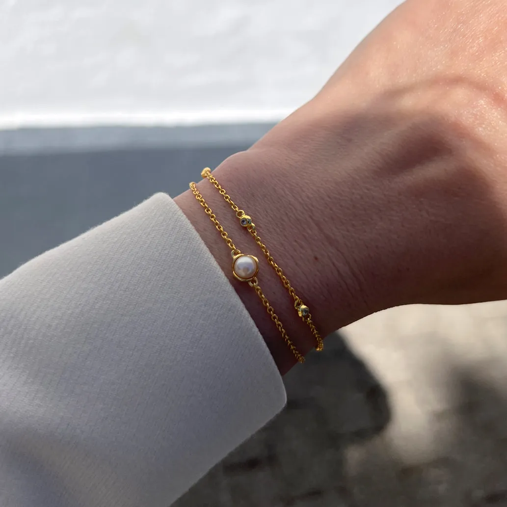 Bykjaergaard Glory armbånd sølv aqua kalcedon