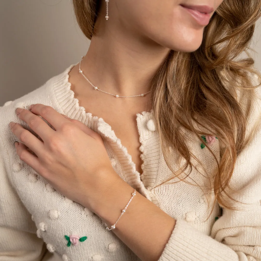 Sisi Copenhagen Erica Pearl sølv armbånd ferskvandsperler 16+4 cm