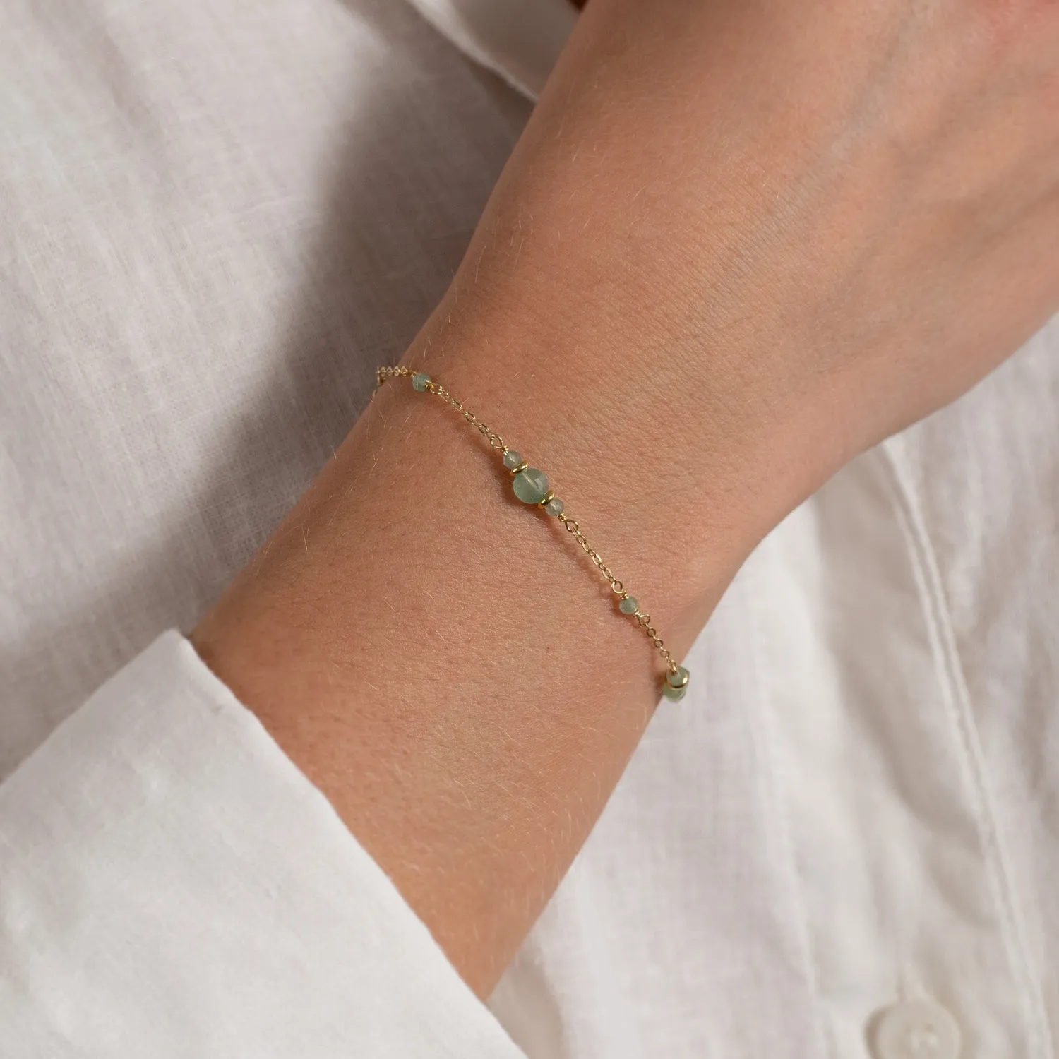 Sisi Copenhagen Cordelia Green Aventurine armbånd forgyldt