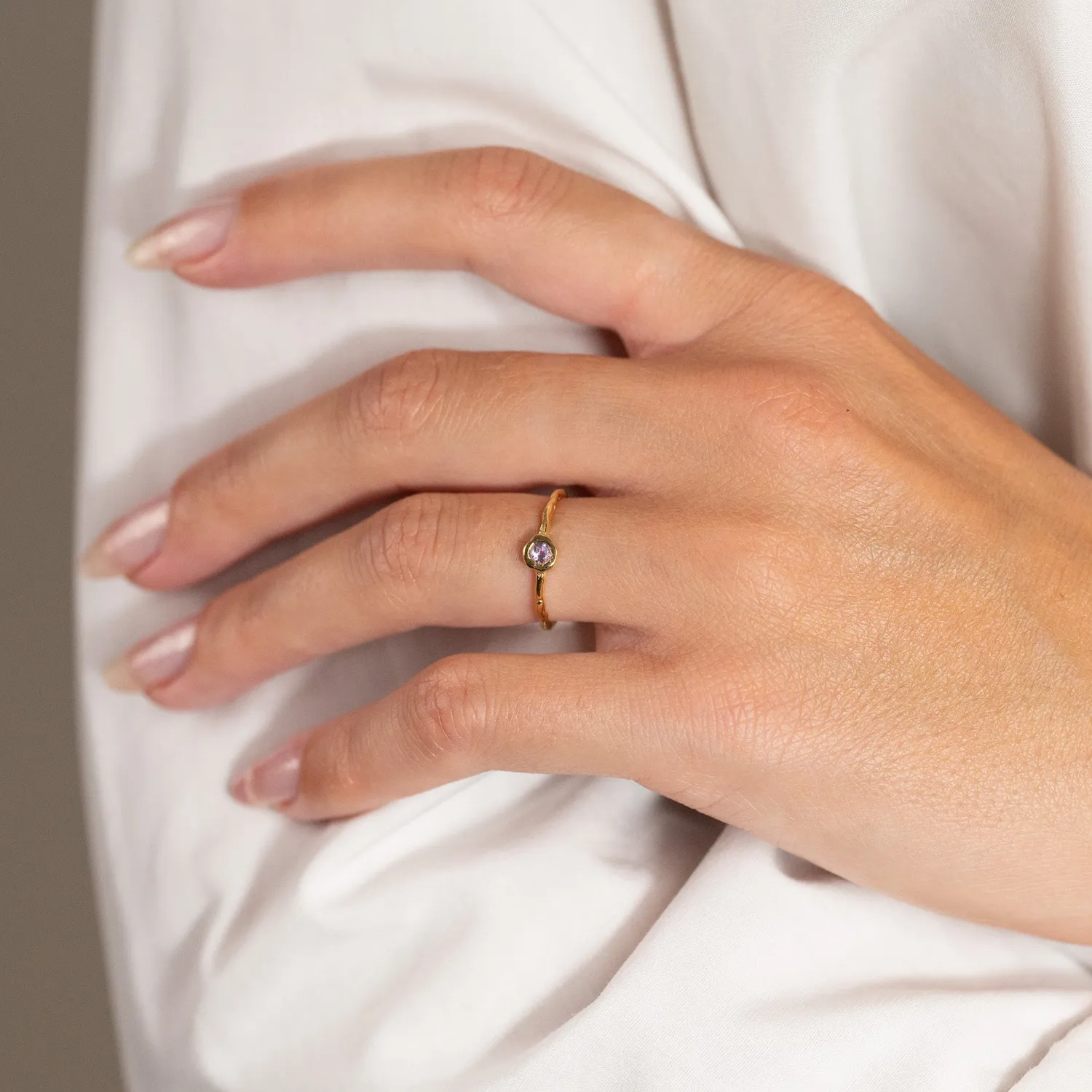 Sisi Copenhagen Selene Purple Amethyst Golden ring lilla