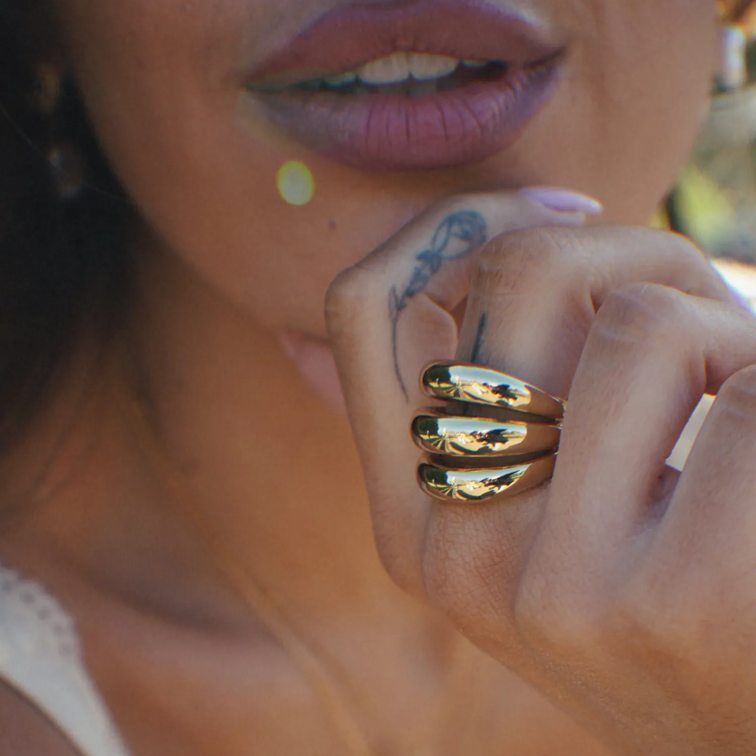 Orelia Polished Triple Domed ring guld blank