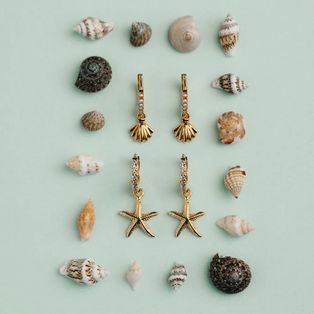 Orelia Pavé & Starfish Micro Hoop øreringe guld
