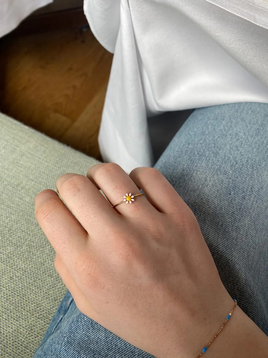 TIMI OF SWEDEN Doris Daisy ring rustfrit stål guld emalje