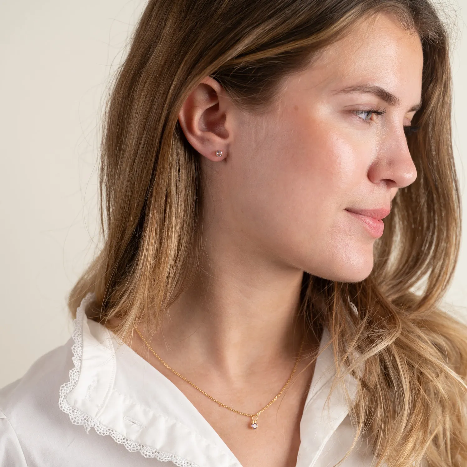 Sisi Copenhagen Gemma Purple ørestikker ametyst forgyldt