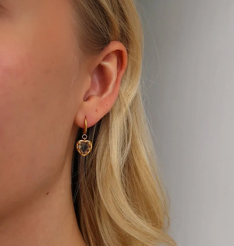 Wos Veja single øreringe guld krystal hjerte