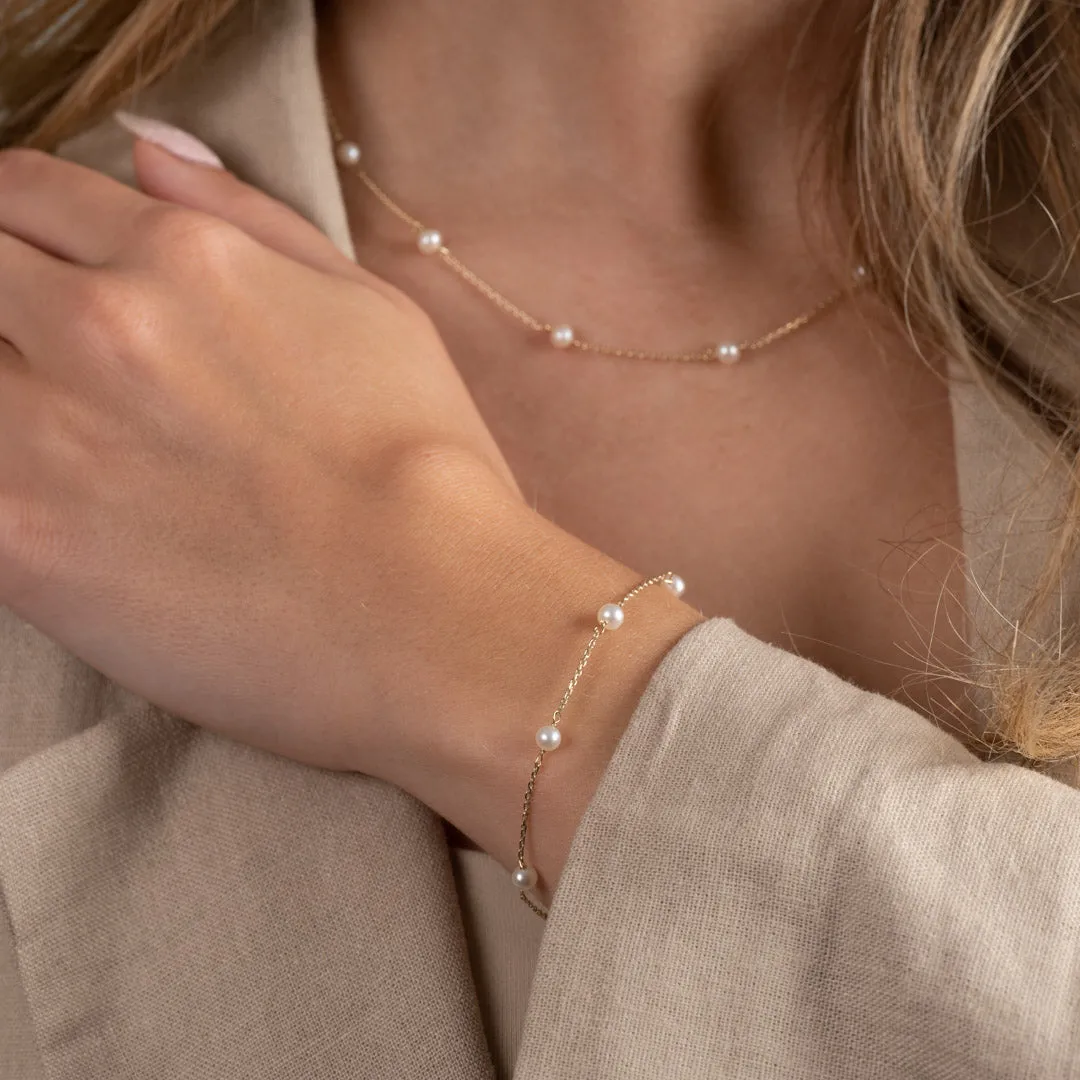 Sisi Copenhagen Erica armbånd massivt guld perler 16-20 cm