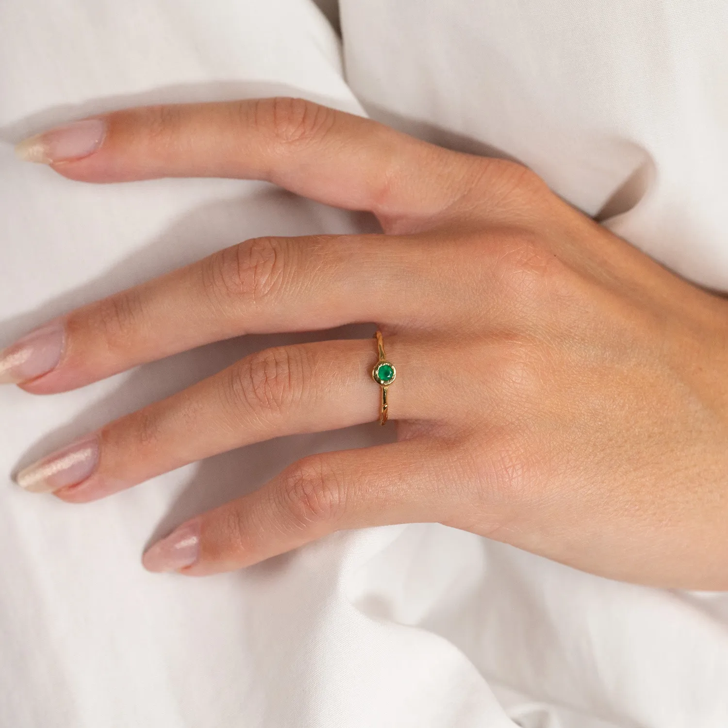 Sisi Copenhagen Selene Green Agate Golden ring grøn agat forgyldt