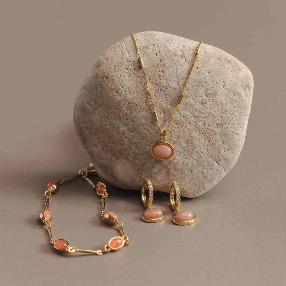 Orelia Pink Stone Bar Link armbånd guld lyserød