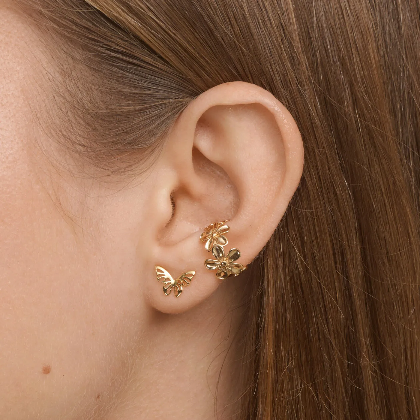 TIMI OF SWEDEN Xiao ear cuff blomst guld 8,5 mm single