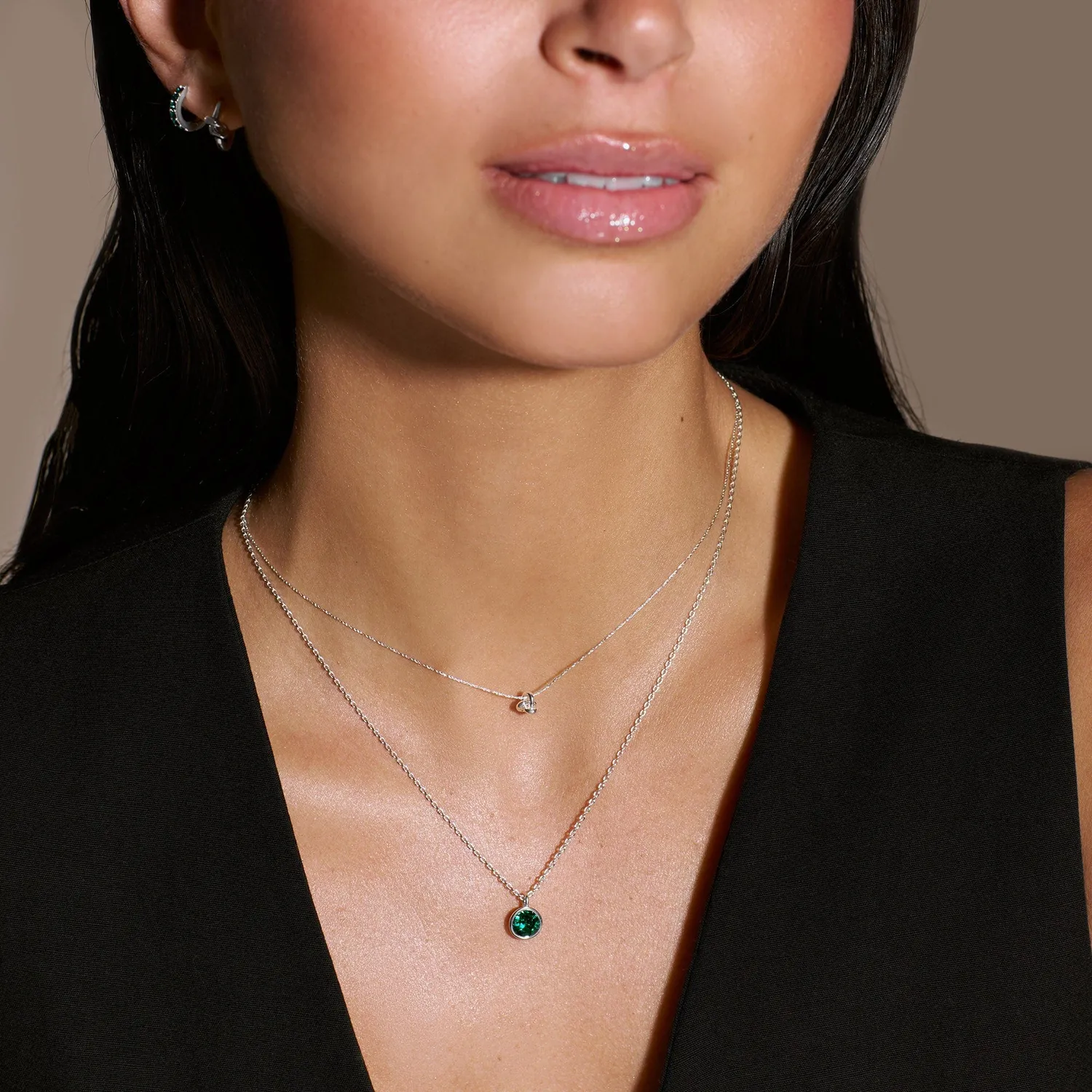 Orelia Emerald Necklace Made With Swarovski Crystals halskæde sølv