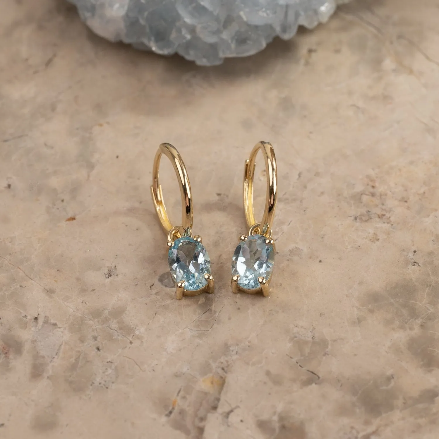 Sisi Copenhagen Andrea Blue Topaz creoler 9 kt guld blå topas