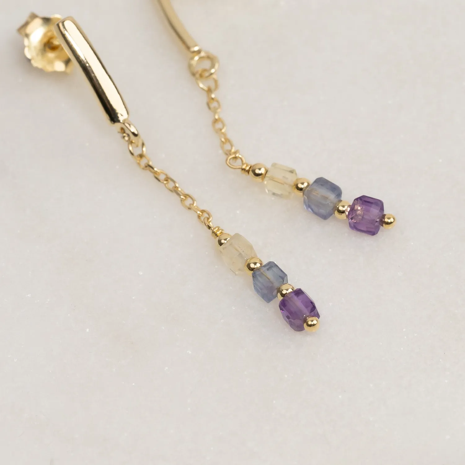 Sisi Copenhagen Zora Flourite forgyldte øreringe par 4,2 cm