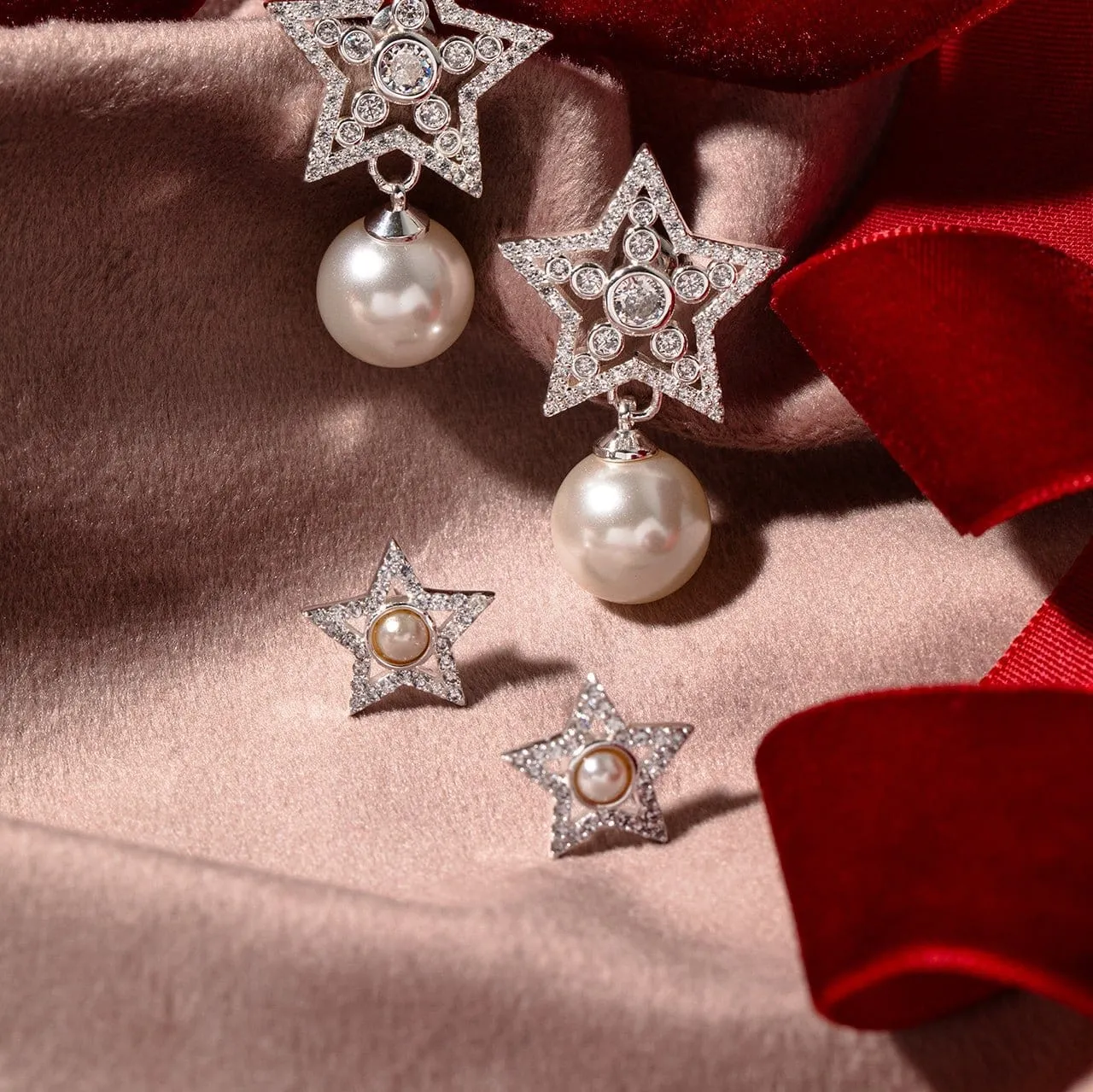 Orelia Crystal Star Stud øreringe sølv med perle