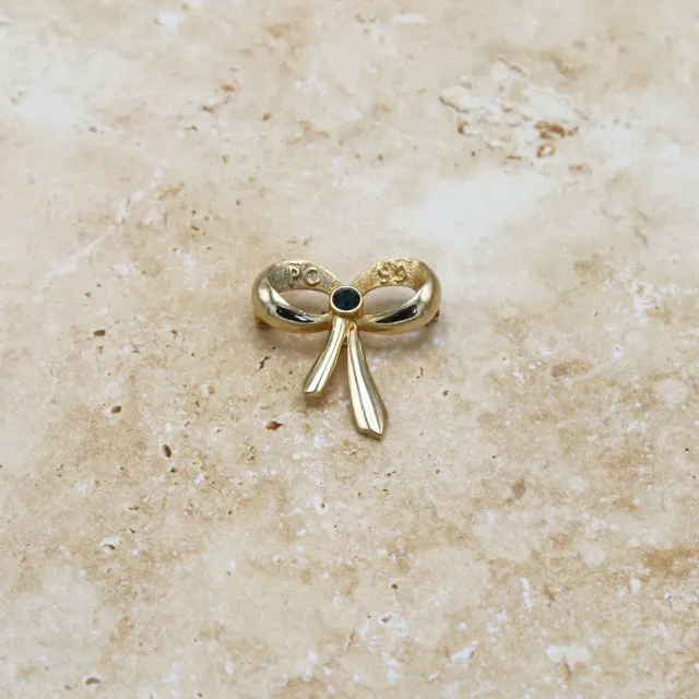 Orelia Vintage Stone Bow broche forgyldt blå sten