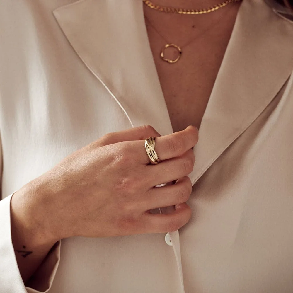 Orelia Interlocking ring guld S/M snoet