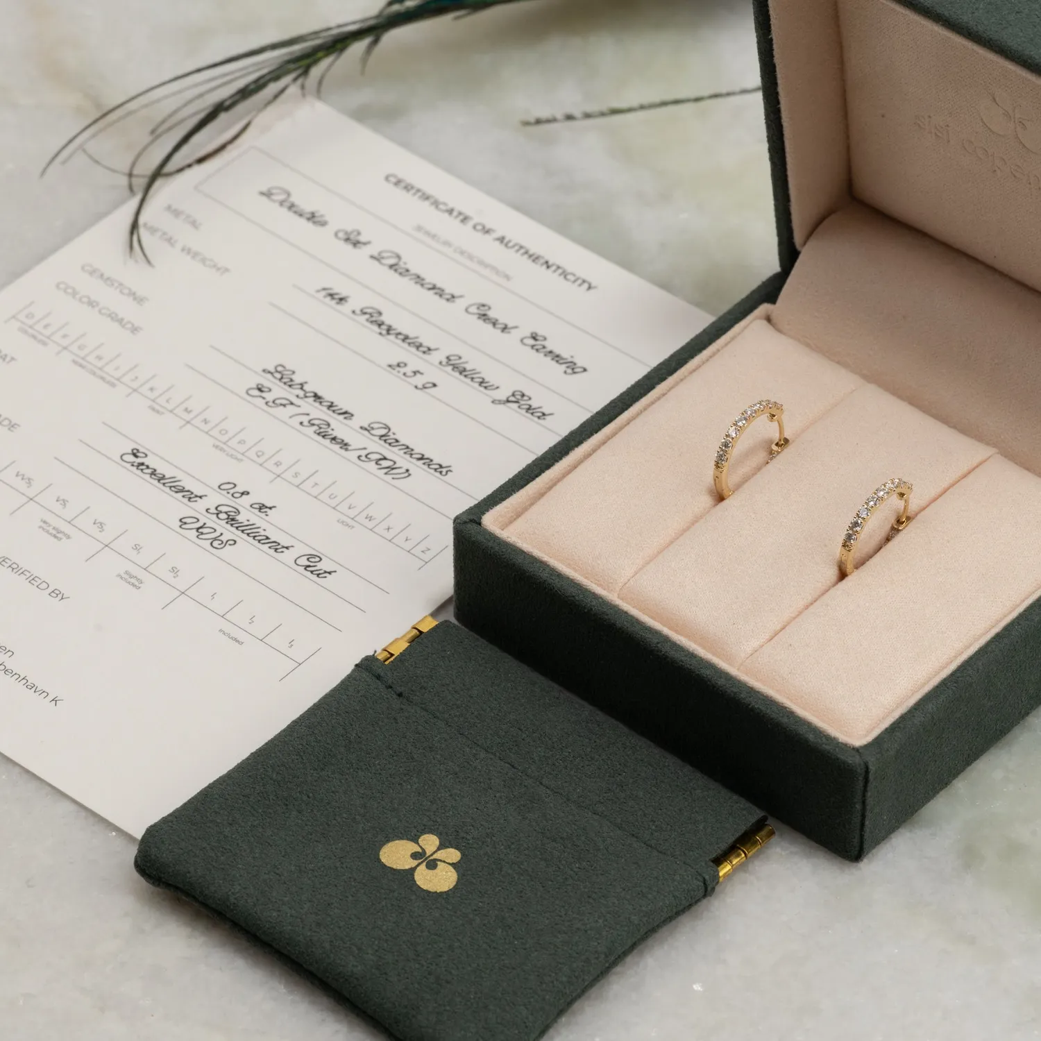 Sisi Copenhagen Double Set Lab-Diamond creoler guld 0,8 ct
