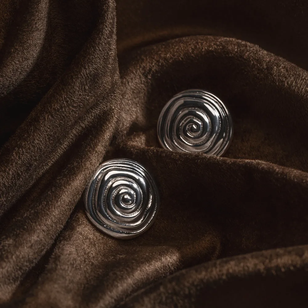 Orelia Statement Spiral studs sølv genbrugsmessing