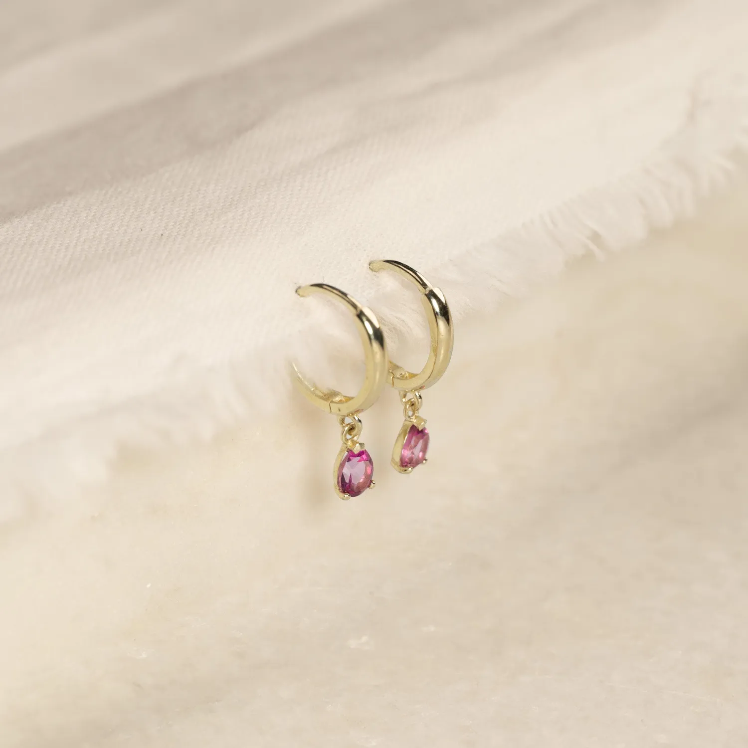 Sisi Copenhagen Paula Pink Topaz øreringe massivt guld 1 par