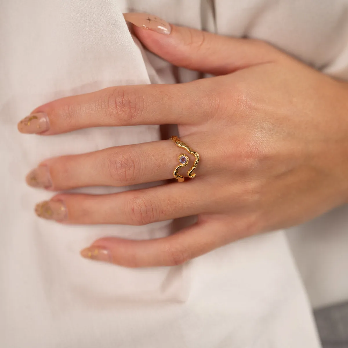 Sisi Copenhagen Emilia ring str 52 forgyldt lilla ametyst
