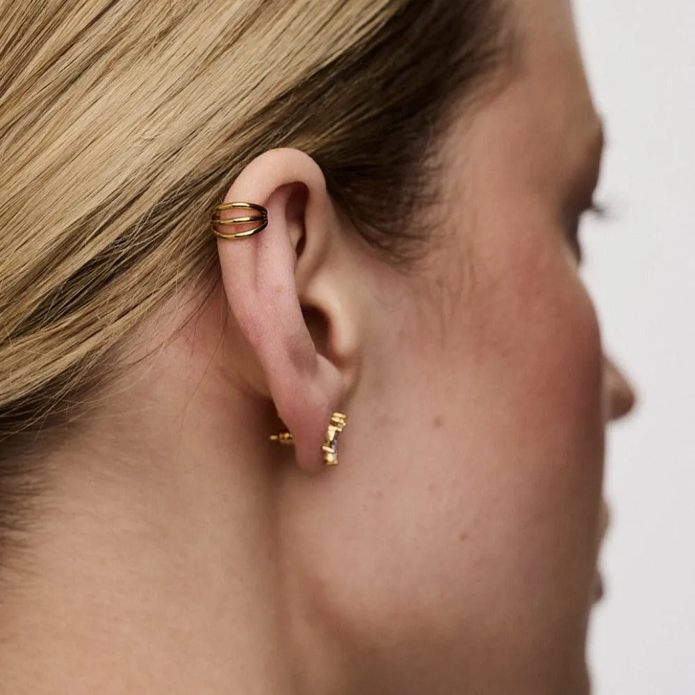 Orelia Triple Row Clicker Hoop 8mm øreringe guld