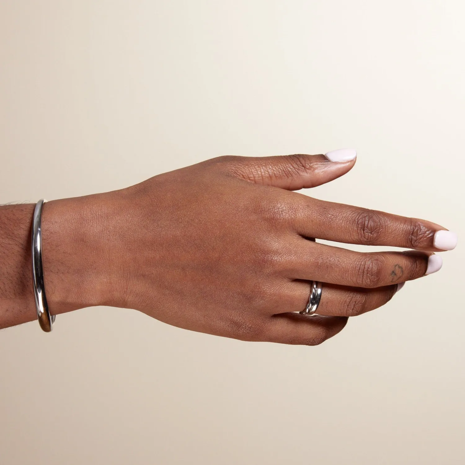 Orelia LUXE Ring Pack ringe sølv 2-pak glat + snoet