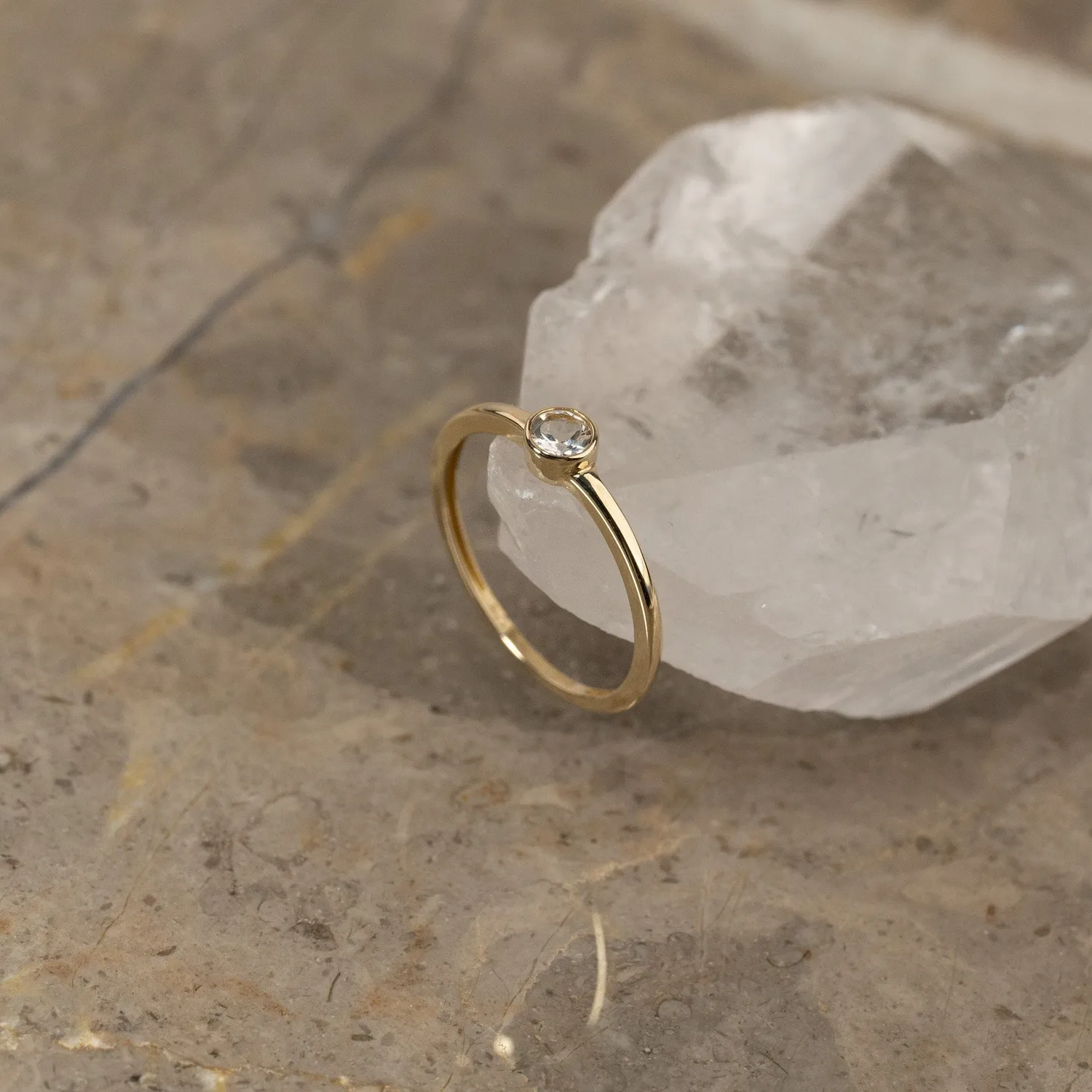 Sisi Copenhagen Solana ring massivt guld hvid topas